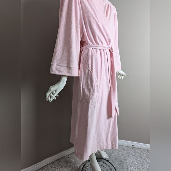 Vintage Vanity Fair pink Terry bathrobe, 80s housecoat - Picture 5 of 7
